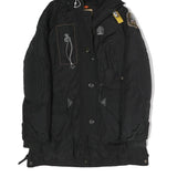 PARAJUMPERS Mens Black Outdoor Jacket S Polyester Zip Hooded Patch Pocket