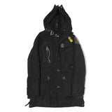 PARAJUMPERS Mens Black Outdoor Jacket S Polyester Zip Hooded Patch Pocket