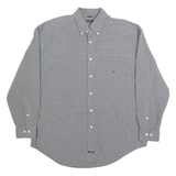 NAUTICA Mens Blue Check Shirt XL Cotton Long Sleeve Button Down Casual Workwear