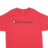 CHAMPION Mens Red Graphic T-Shirt L Short Sleeve Crew Neck Classic Cotton Blend