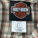Skull And Crossbones Graphic Harley Davidson Checked Flannel Shirt - Small Multicoloured Cotton
