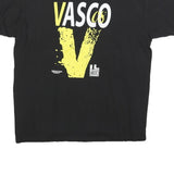 BASIE Womens Black & Yellow Vasco Graphic T-Shirt XL Short Sleeve Crew Neck
