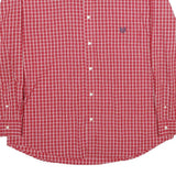 CHAPS Mens Red Check Shirt XL Cotton Button Down Long Sleeve Classic