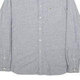 LACOSTE Mens Grey Button Down Shirt L Cotton Casual Classic Long Sleeve