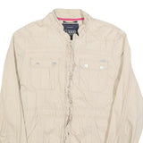G3000 Womens Cream Cotton Casual Jacket M Button Plain Lightweight Stylish