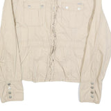 G3000 Womens Cream Cotton Casual Jacket M Button Plain Lightweight Stylish