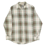 TIMBERLAND Mens Green & Cream Check Shirt M Cotton Casual Relaxed Fit Long