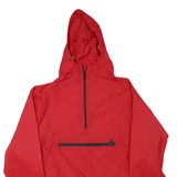 LL BEAN Mens Red Hooded Zip Jacket L Polyester Blend Plain Lightweight