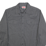 WRANGLER Mens Grey Plain Cotton Blend Shirt M Button Long Sleeve Casual Workwear