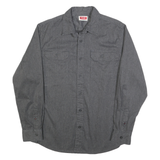 WRANGLER Mens Grey Plain Cotton Blend Shirt M Button Long Sleeve Casual Workwear