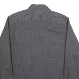 WRANGLER Mens Grey Plain Cotton Blend Shirt M Button Long Sleeve Casual Workwear