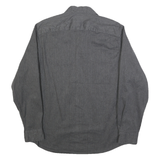 WRANGLER Mens Grey Plain Cotton Blend Shirt M Button Long Sleeve Casual Workwear
