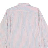 TOMMY HILFIGER Mens White Red Blue Striped Shirt L Classic Button Shirt