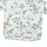 BATICK BAY Mens Blue & Brown Hawaiian Shirt L Cotton Blend Lightweight Casual