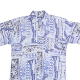 BLUE WATER Mens Blue Printed Cotton Short Sleeve Shirt M Summer Casual