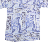 BLUE WATER Mens Blue Printed Cotton Short Sleeve Shirt M Summer Casual