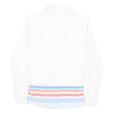 TOMMY HILFIGER Mens White & Blue Cotton Blend Shirt S Logo Casual Stripe Hem