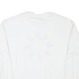 ADIDAS Womens White Cotton Blend Crew Neck UK 10 Sweatshirt Logo Print