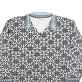 RASPBERRY Womens Grey & Blue Zip Neck L Fair Isle Knit Sweatshirt