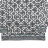 RASPBERRY Womens Grey & Blue Zip Neck L Fair Isle Knit Sweatshirt