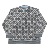 RASPBERRY Womens Grey & Blue Zip Neck L Fair Isle Knit Sweatshirt