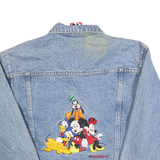 DISNEY Womens Blue Cotton Denim Jacket S Embroidered Mickey Mouse Characters