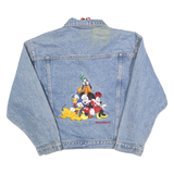 DISNEY Womens Blue Cotton Denim Jacket S Embroidered Mickey Mouse Characters