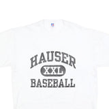 RUSSELL ATHLETIC Mens White Hauser Baseball Graphic T-Shirt L Short Sleeve Crew