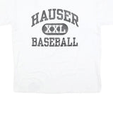 RUSSELL ATHLETIC Mens White Hauser Baseball Graphic T-Shirt L Short Sleeve Crew
