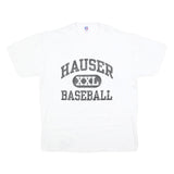 RUSSELL ATHLETIC Mens White Hauser Baseball Graphic T-Shirt L Short Sleeve Crew