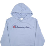 CHAMPION Mens Light Blue Hoodie S Classic Logo Cotton Blend Pullover
