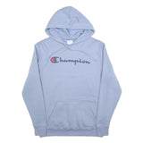 CHAMPION Mens Light Blue Hoodie S Classic Logo Cotton Blend Pullover