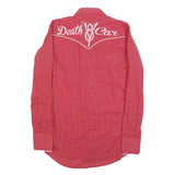 KARMAN Mens Red Checked Western Style Shirt XS Death Car Graphic