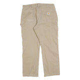 CARHARTT Mens Beige Cotton Blend Regular Fit Straight Leg Trousers W36 L30
