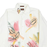 DUNNE&COLE Mens White Printed Polyester Blend Shirt M Contemporary Art Design