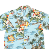 EVERGREEN ISLAND Mens Blue Hawaiian Shirt M Surf Floral Cotton Blend Summer