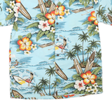 EVERGREEN ISLAND Mens Blue Hawaiian Shirt M Surf Floral Cotton Blend Summer