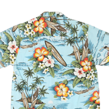 EVERGREEN ISLAND Mens Blue Hawaiian Shirt M Surf Floral Cotton Blend Summer