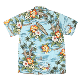 EVERGREEN ISLAND Mens Blue Hawaiian Shirt M Surf Floral Cotton Blend Summer