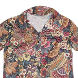 Womens Black Red Floral Printed Viscose Shirt Short Sleeve Collared L
