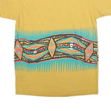 Womens Yellow Graphic T-Shirt L Short Sleeve Crew Neck Cotton Blend