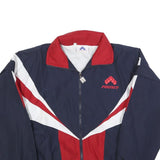 PERFECT Mens Navy Blue & Red Polyester Zip Jacket S Sport Casual Track Style