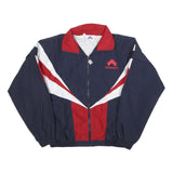 PERFECT Mens Navy Blue & Red Polyester Zip Jacket S Sport Casual Track Style