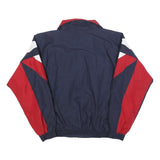 PERFECT Mens Navy Blue & Red Polyester Zip Jacket S Sport Casual Track Style