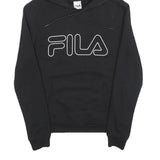 FILA Womens Black Hoodie S Cotton Blend Pullover Logo Sweatshirt