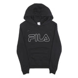 FILA Womens Black Hoodie S Cotton Blend Pullover Logo Sweatshirt