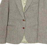 Womens Beige Cotton Check Button Jacket M Woven Classic Tailored Formal