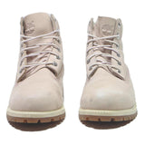 TIMBERLAND Girls Lace-Up Boots Leather Beige & Cream UK 5.5 Durable Outdoor