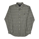 Slim Fit Ralph Lauren Checked Shirt - Large Grey Cotton