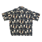 BATIK BAY Mens Black Hawaiian Shirt 2XL Cotton Blend Summer Casual